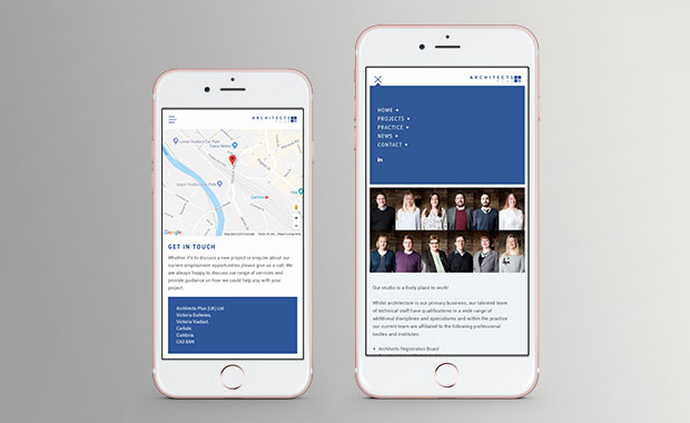 Architects Plus website Mobile view