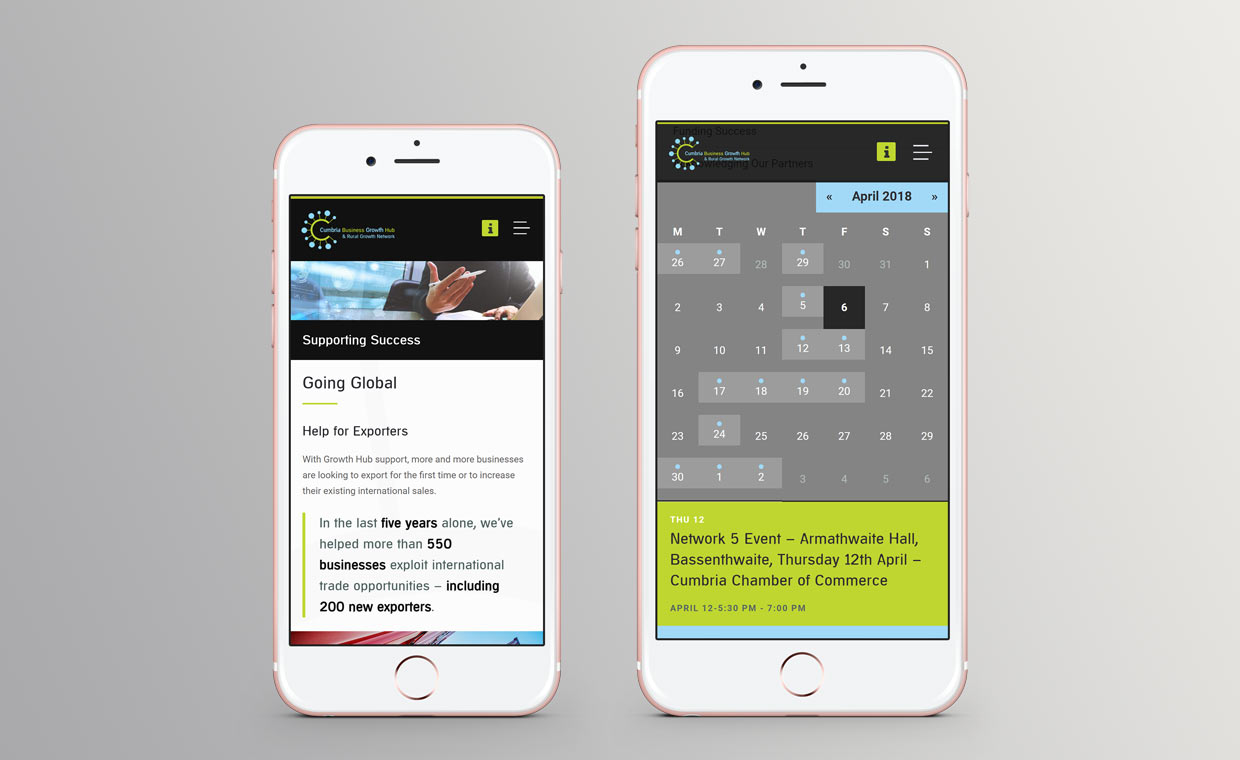 Cumbria Business Growth Hub Mobile design