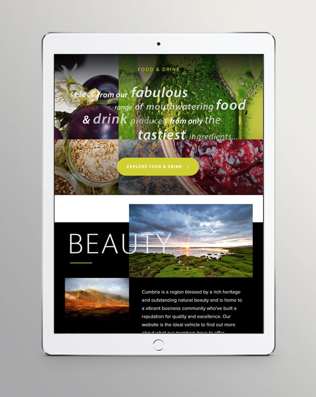Made in Cumbria Website - tablet view