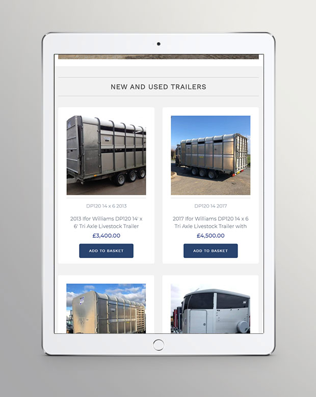 Tuer Trailers Website - tablet view